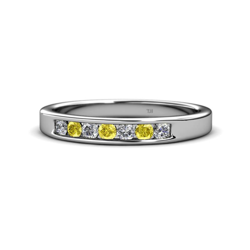Kathiryn 2.70 mm Yellow Sapphire and Diamond 7 Stone Wedding Band 