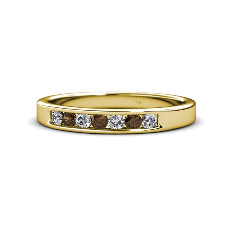 Kathiryn 2.70 mm Smoky Quartz and Diamond 7 Stone Wedding Band 