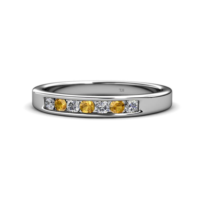 Kathiryn 2.70 mm Citrine and Diamond 7 Stone Wedding Band 