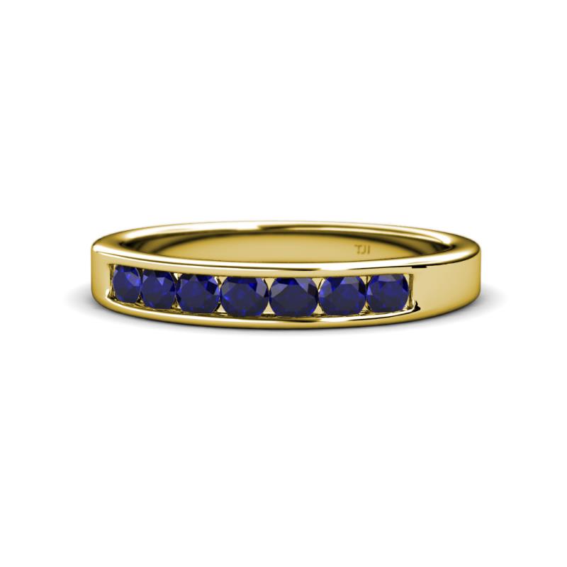 Kathiryn 3.00 mm Blue Sapphire 7 Stone Wedding Band 