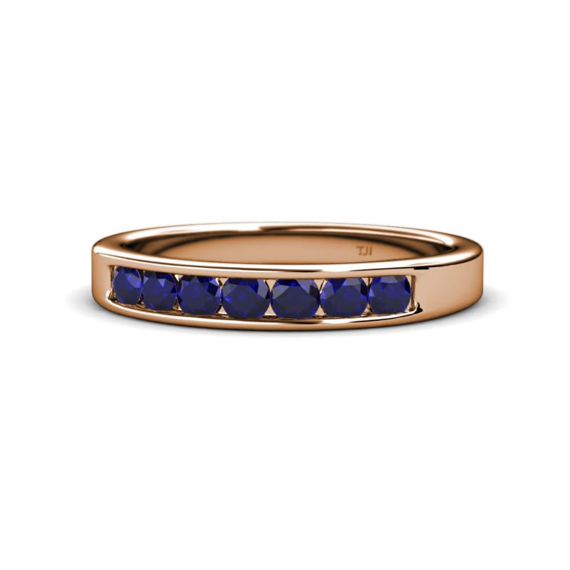 Kathiryn 3.00 mm Blue Sapphire 7 Stone Wedding Band 