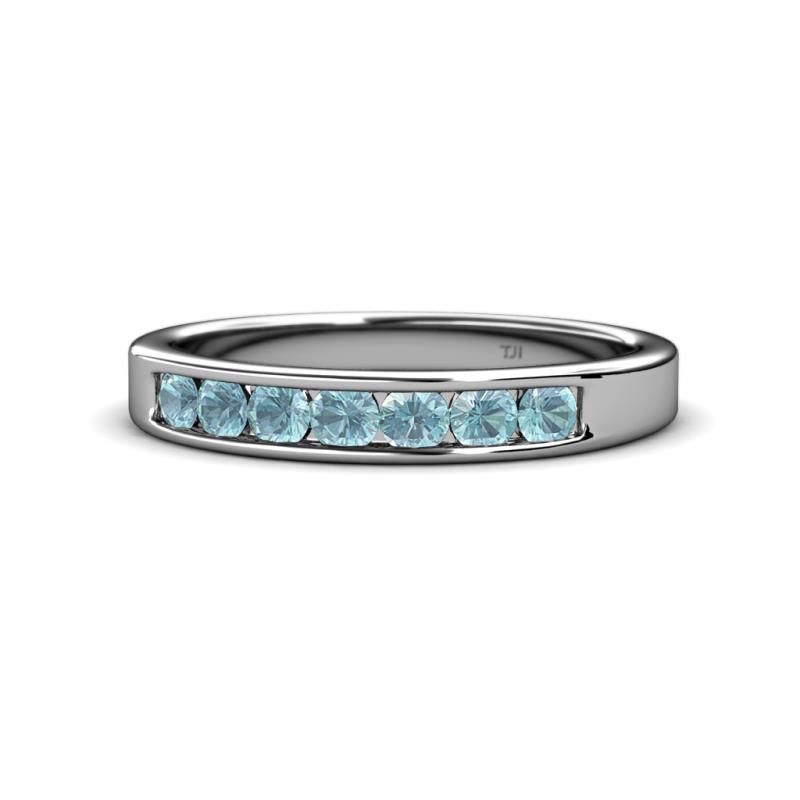Kathiryn 3.00 mm Aquamarine 7 Stone Wedding Band 