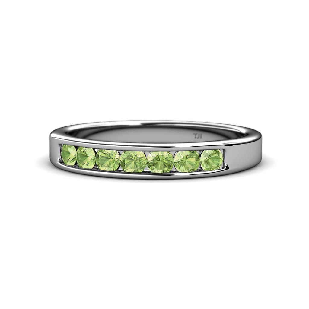 Kathiryn 3.00 mm Peridot 7 Stone Wedding Band 