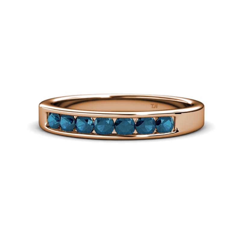 Kathiryn 3.00 mm Blue Diamond 7 Stone Wedding Band 