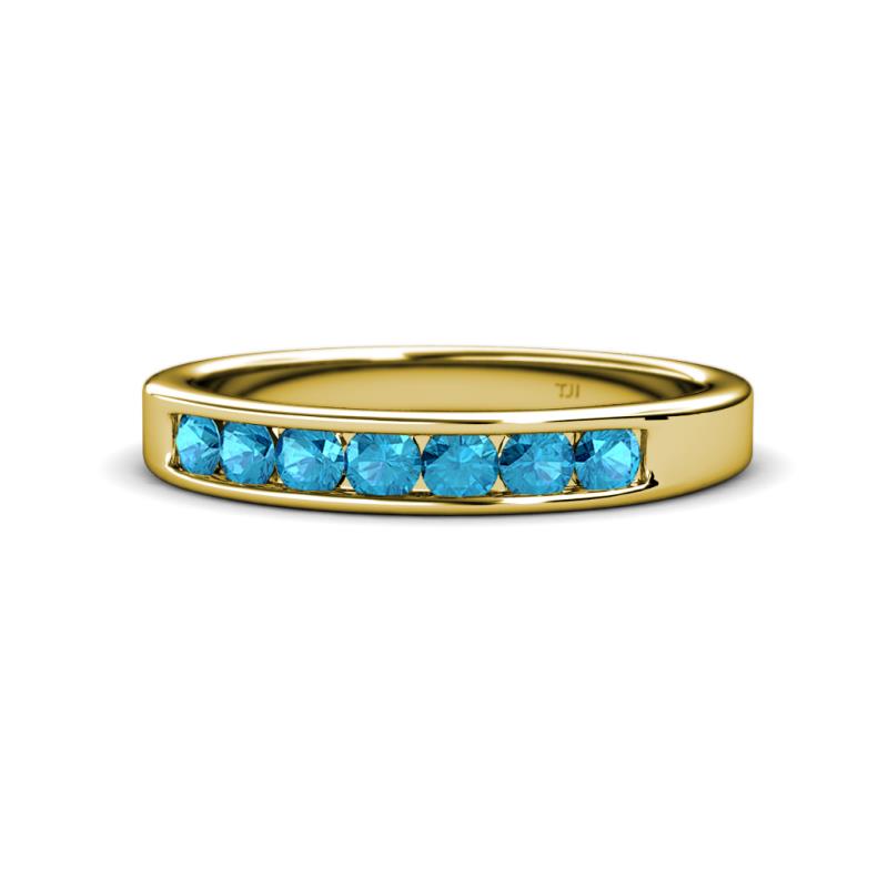 Kathiryn 3.00 mm London Blue Topaz 7 Stone Wedding Band 