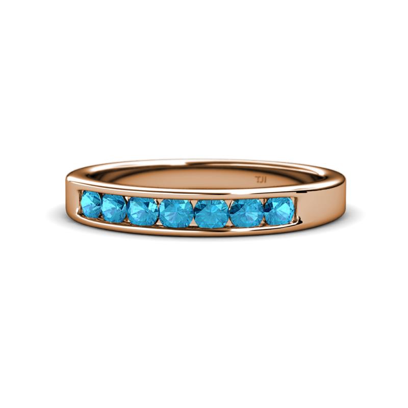 Kathiryn 3.00 mm London Blue Topaz 7 Stone Wedding Band 