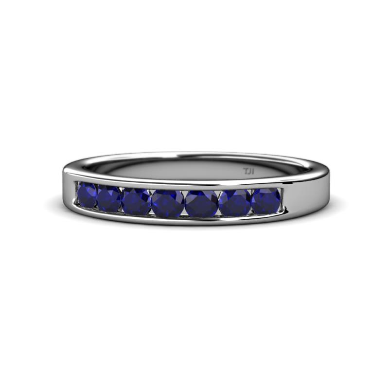 Kathiryn 3.00 mm Blue Sapphire 7 Stone Wedding Band 