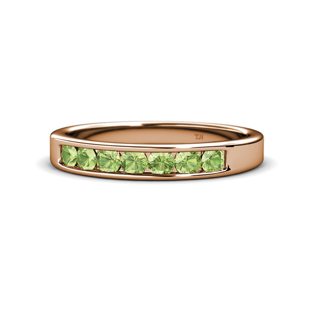Kathiryn 3.00 mm Peridot 7 Stone Wedding Band 