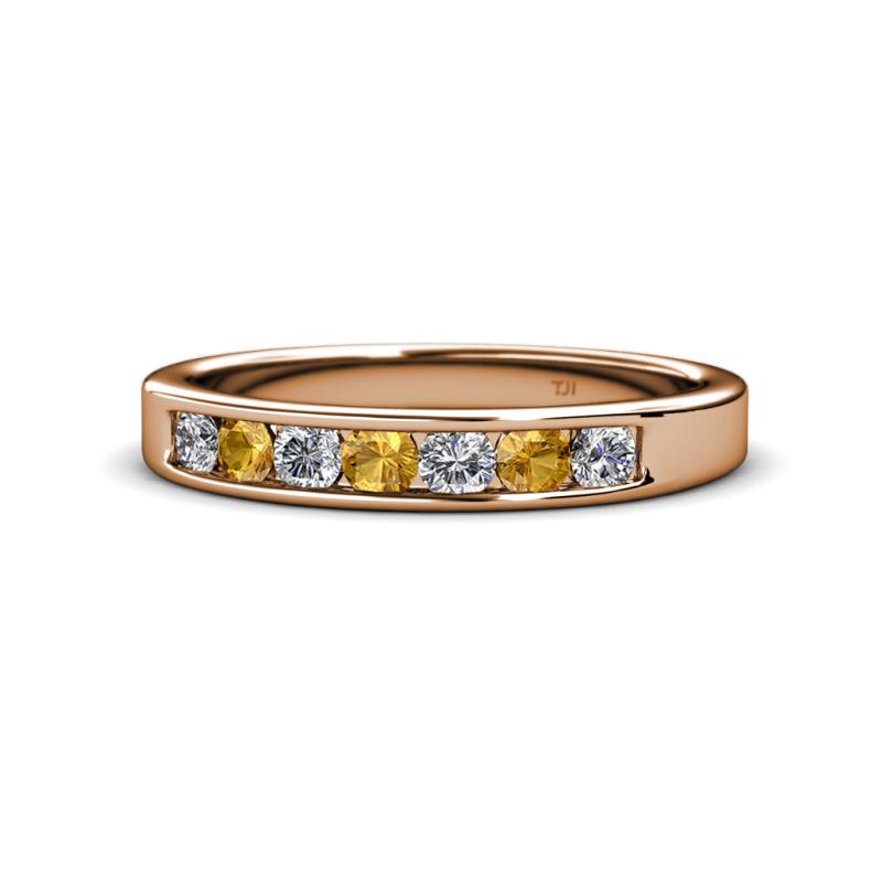 Kathiryn 3.00 mm Citrine and Diamond 7 Stone Wedding Band 
