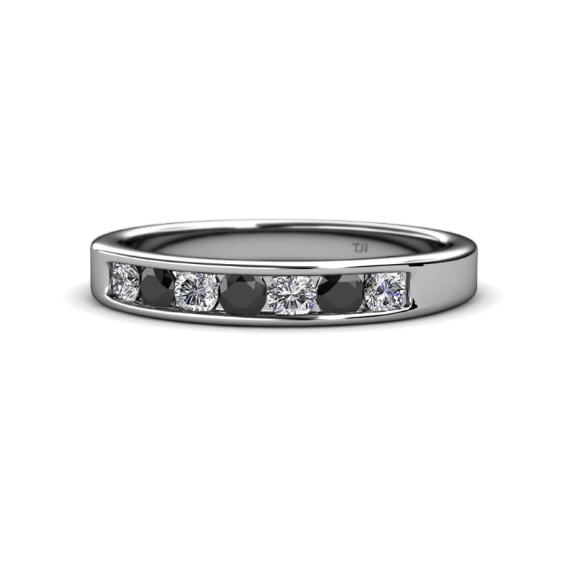 Kathiryn 3.00 mm Black and White Diamond 7 Stone Wedding Band 