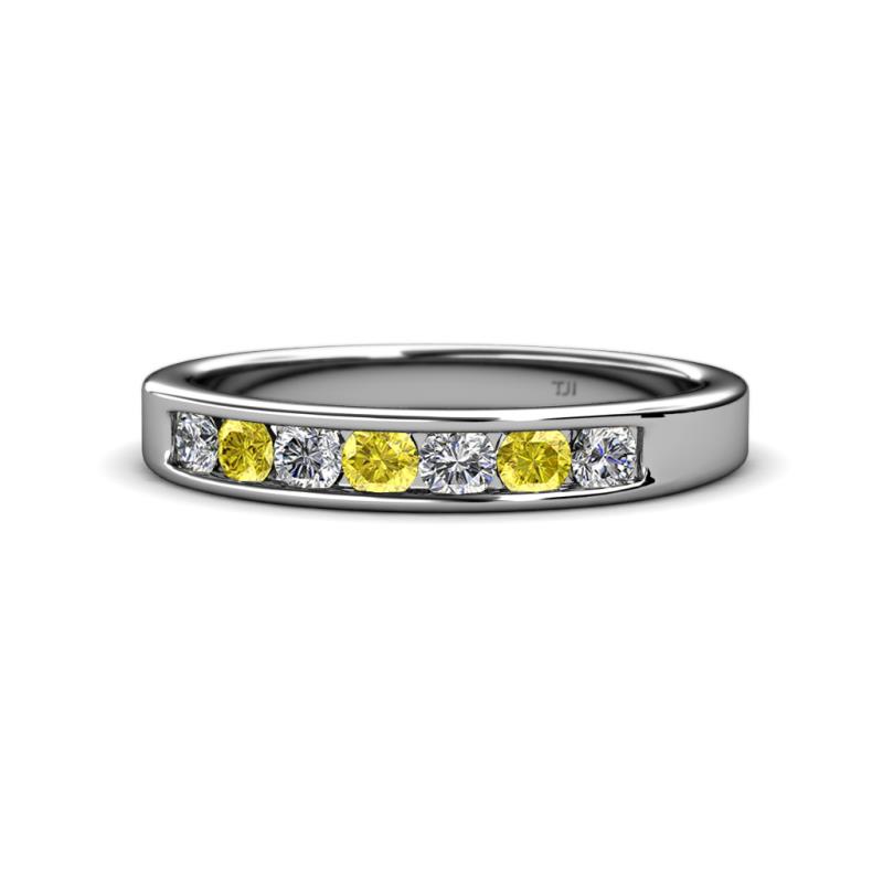 Kathiryn 3.00 mm Yellow Sapphire and Diamond 7 Stone Wedding Band 