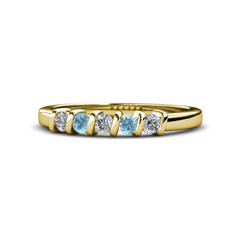 Talia Aquamarine and Diamond Wedding Band 