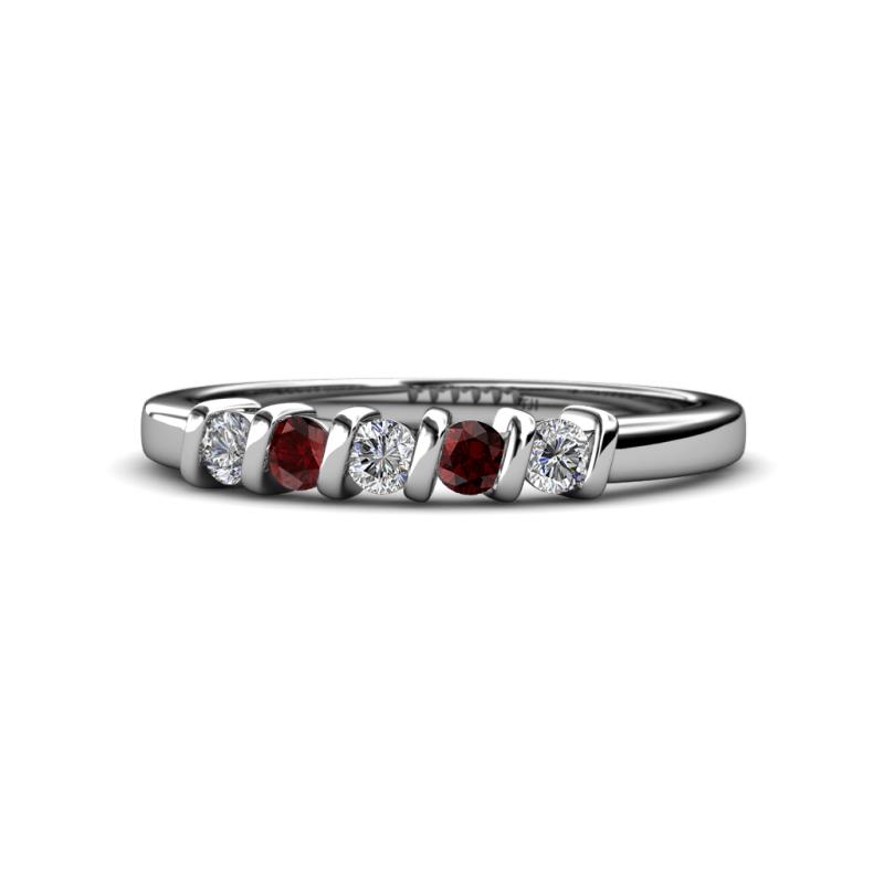 Talia Red Garnet and Diamond Wedding Band 