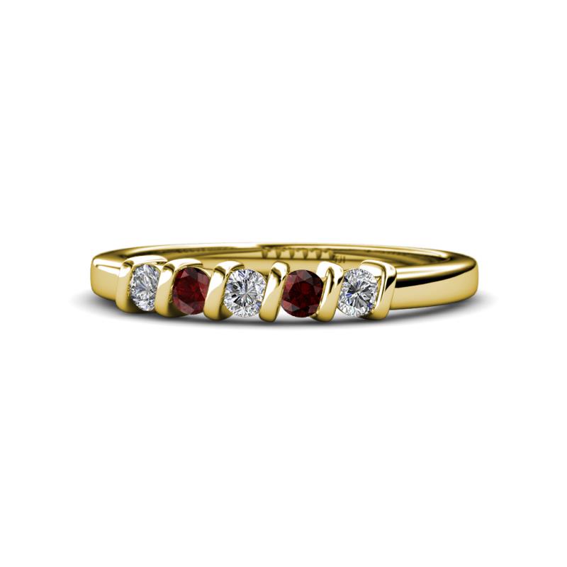 Talia Red Garnet and Diamond Wedding Band 