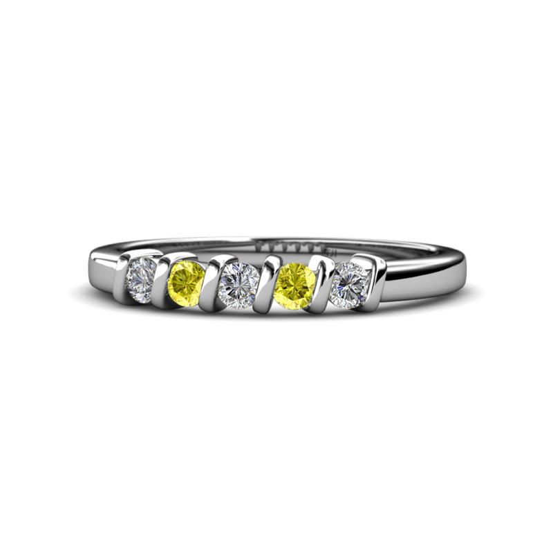 Talia Yellow and White Diamond Wedding Band 