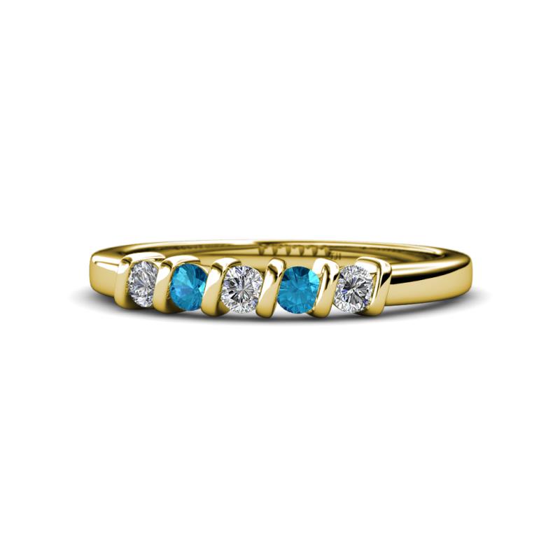 Talia London Blue Topaz and Diamond Wedding Band 