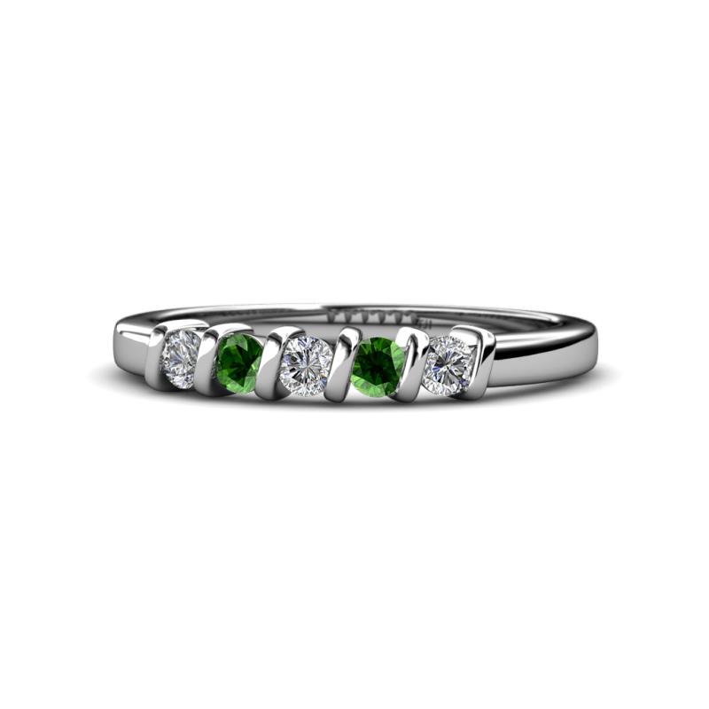 Talia Green Garnet and Diamond Wedding Band 