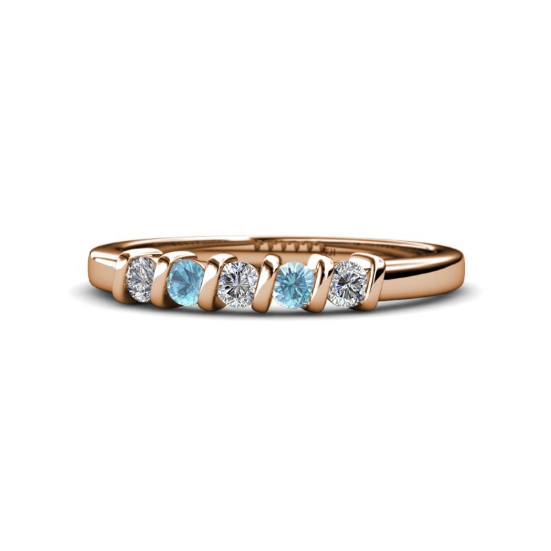 Talia Aquamarine and Diamond Wedding Band 