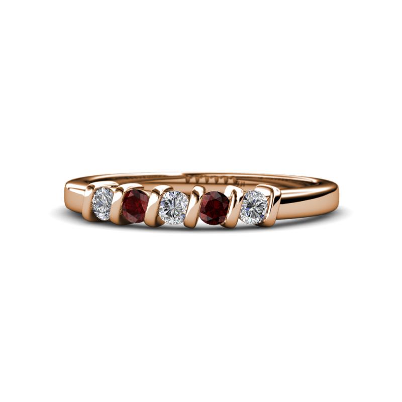 Talia Red Garnet and Diamond Wedding Band 