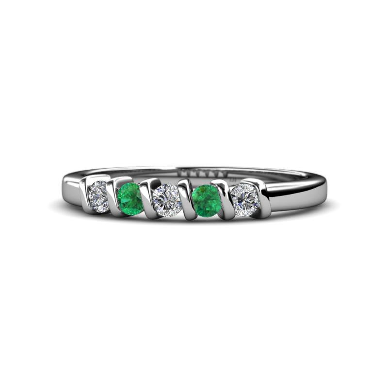 Talia Emerald and Diamond Wedding Band 