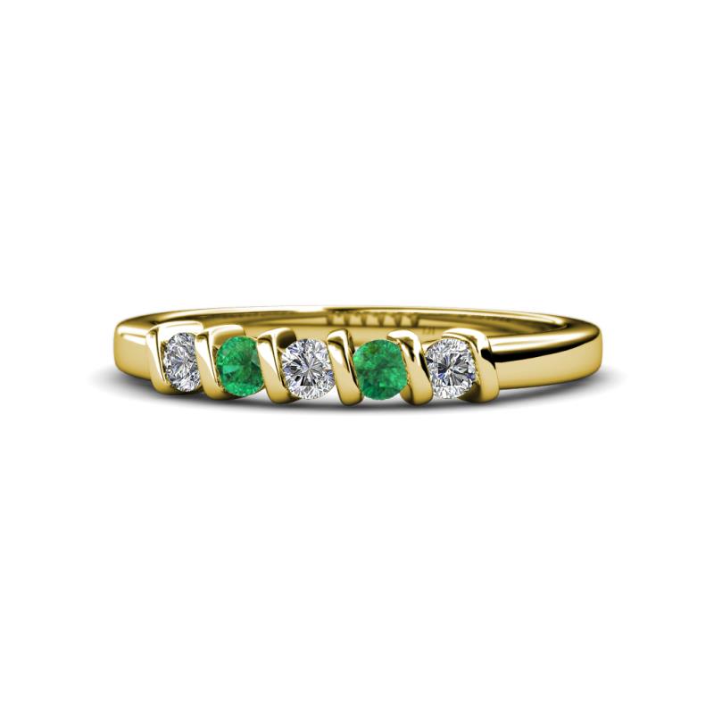 Talia Emerald and Diamond Wedding Band 