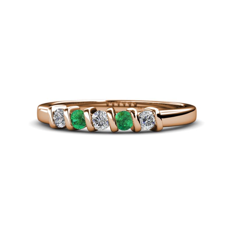 Talia Emerald and Diamond Wedding Band 