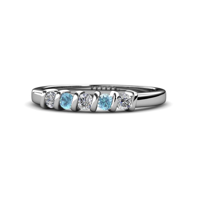 Talia Aquamarine and Diamond Wedding Band 