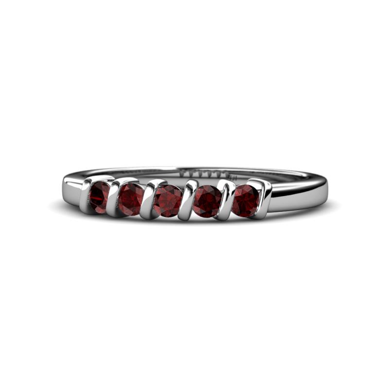 Talia Red Garnet Wedding Band 