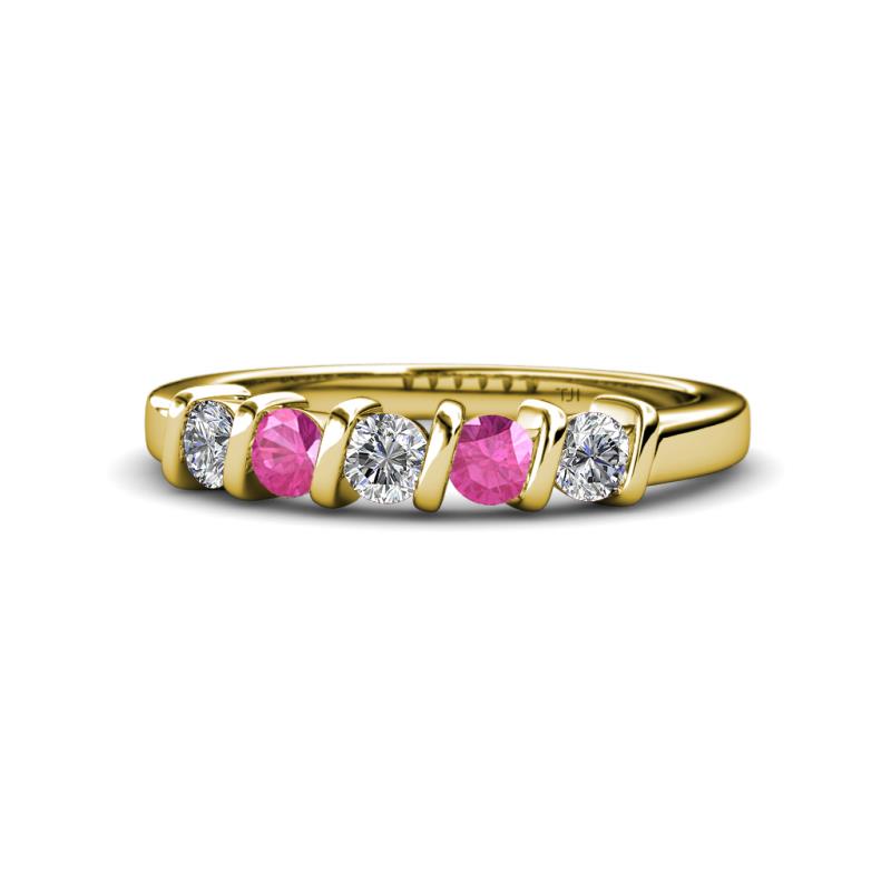 Talia Pink Sapphire and Diamond Wedding Band 