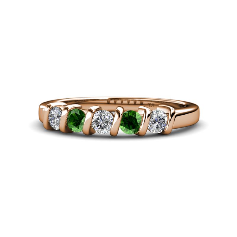 Talia Green Garnet and Diamond Wedding Band 
