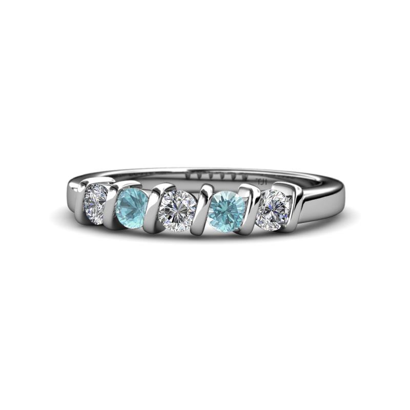Talia Aquamarine and Diamond Wedding Band 