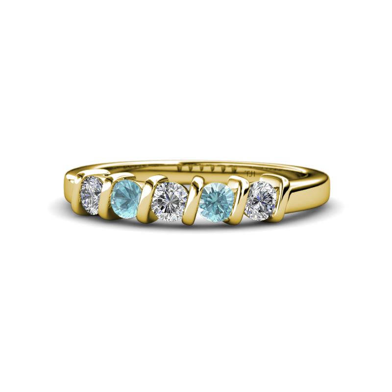 Talia Aquamarine and Diamond Wedding Band 