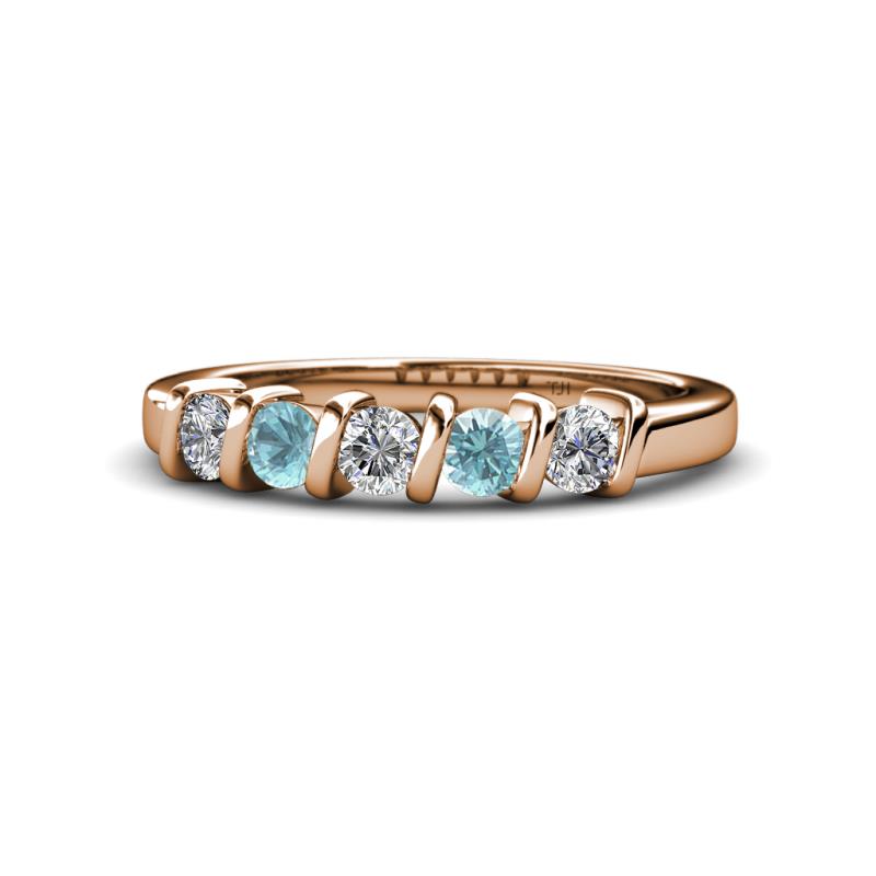 Talia Aquamarine and Diamond Wedding Band 