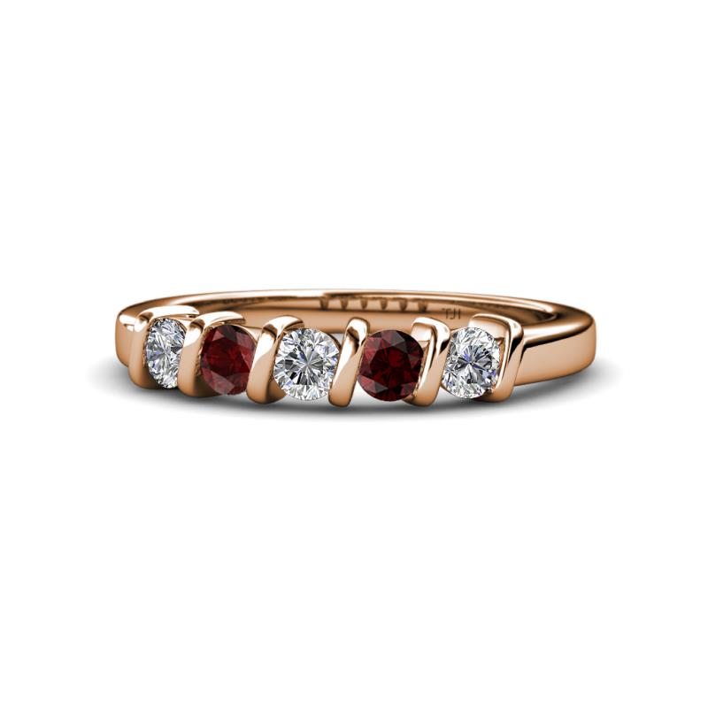 Talia Red Garnet and Diamond Wedding Band 