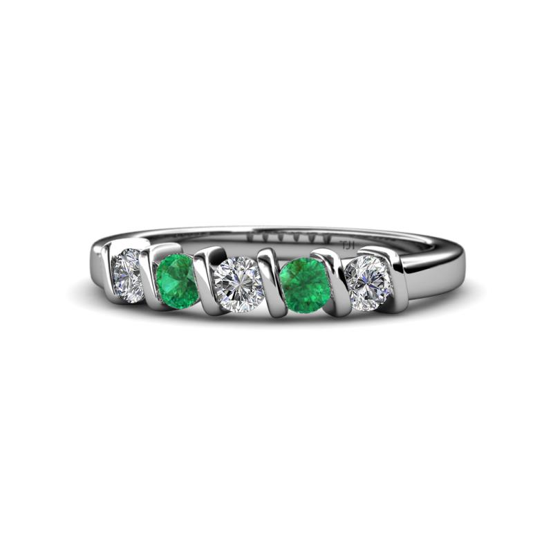 Talia Emerald and Diamond Wedding Band 