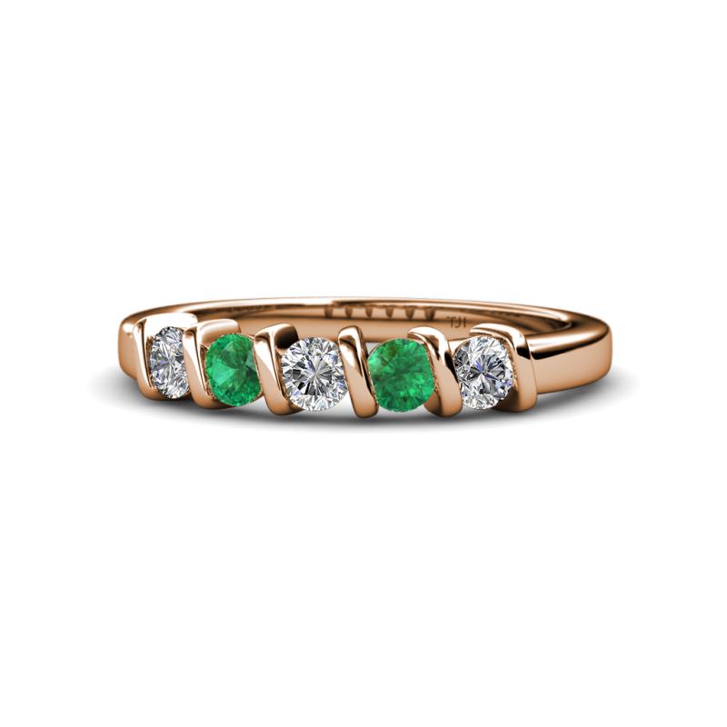 Talia Emerald and Diamond Wedding Band 