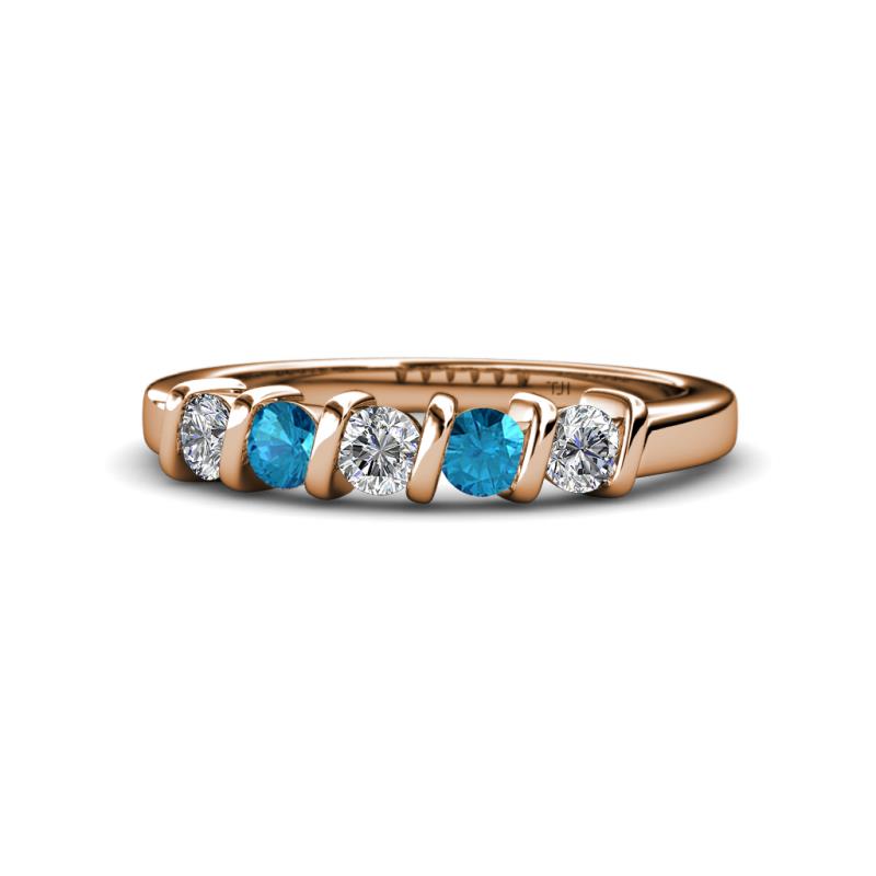 Talia London Blue Topaz and Diamond Wedding Band 