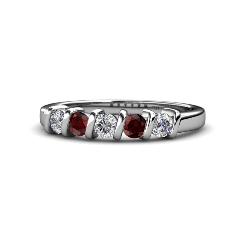 Talia Red Garnet and Diamond Wedding Band 