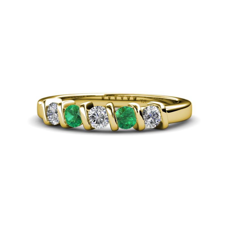 Talia Emerald and Diamond Wedding Band 