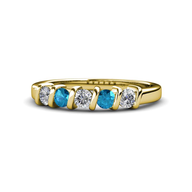 Talia London Blue Topaz and Diamond Wedding Band 