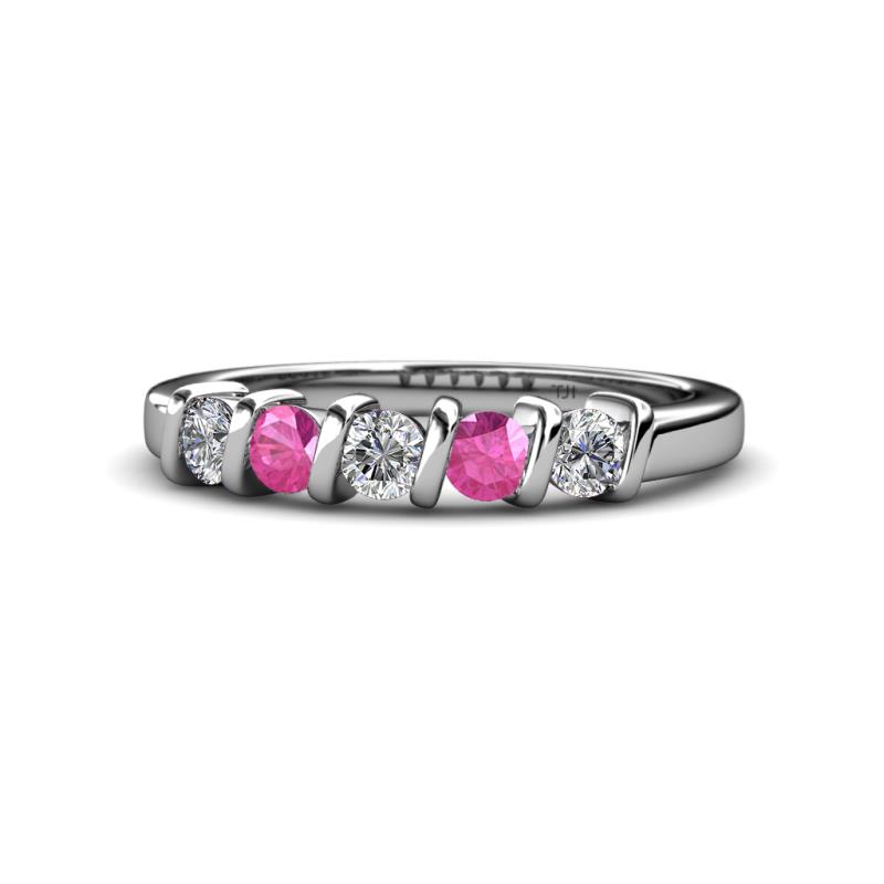 Talia Pink Sapphire and Diamond Wedding Band 
