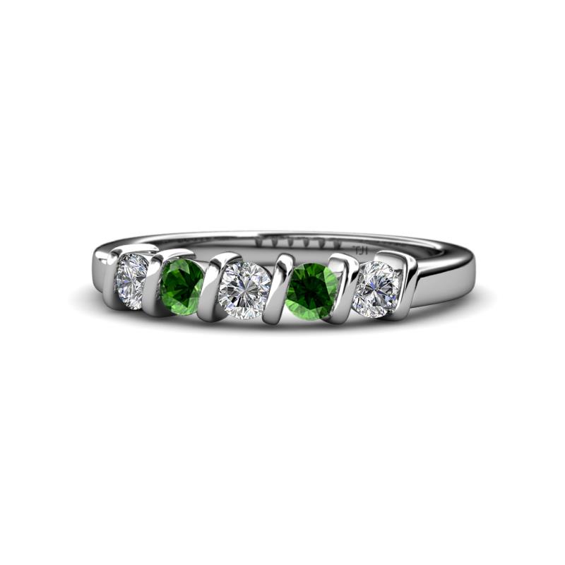 Talia Green Garnet and Diamond Wedding Band 