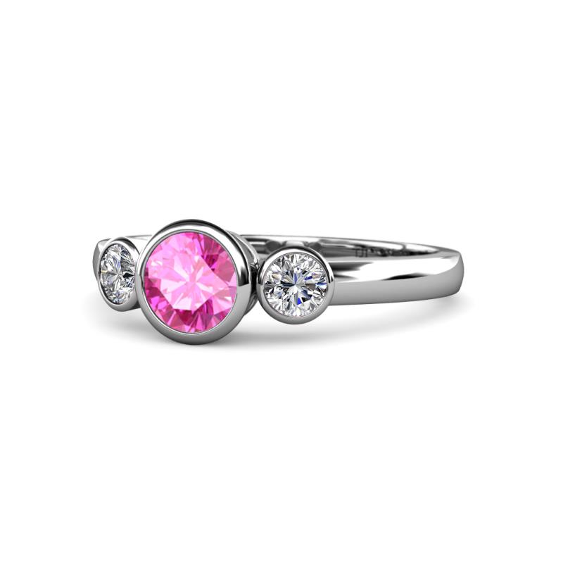 Avrit Pink Sapphire and Diamond Three Stone Engagement Ring 