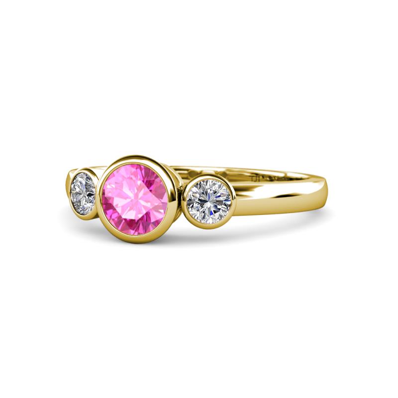 Avrit Pink Sapphire and Diamond Three Stone Engagement Ring 