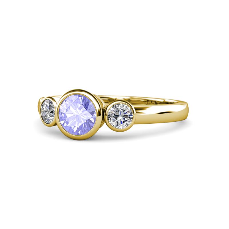 Avrit Tanzanite and Diamond Three Stone Engagement Ring 