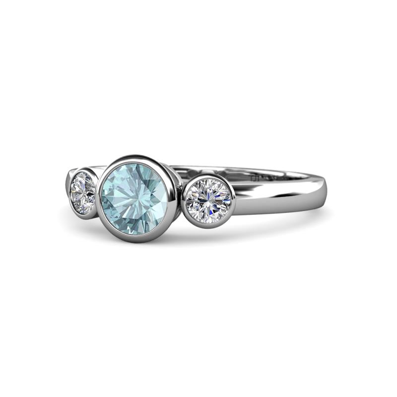 Avrit Aquamarine and Diamond Three Stone Engagement Ring 