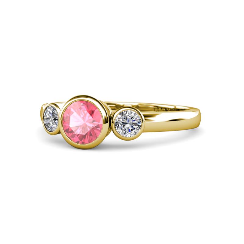 Avrit Pink Tourmaline and Diamond Three Stone Engagement Ring 
