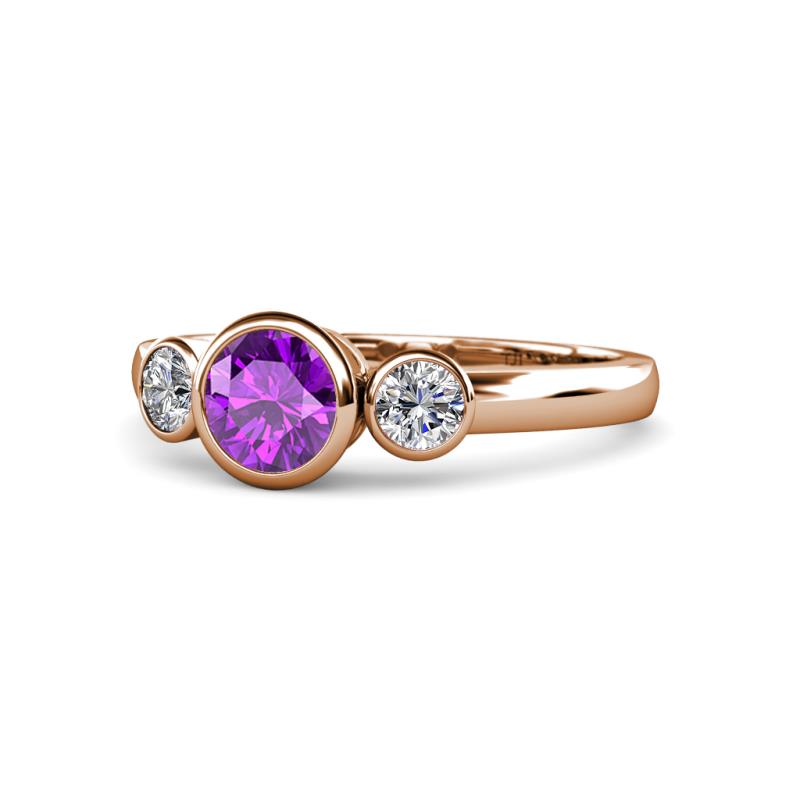 Avrit Amethyst and Diamond Three Stone Engagement Ring 