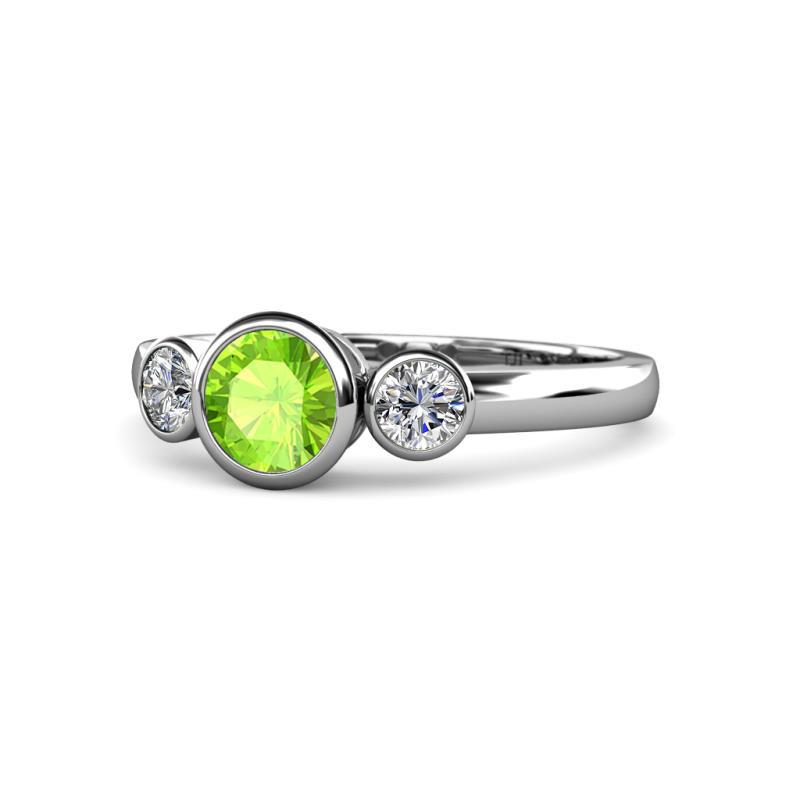Avrit Peridot and Diamond Three Stone Engagement Ring 