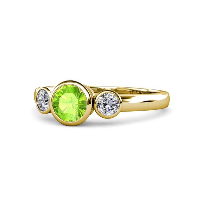 Avrit Peridot and Diamond Three Stone Engagement Ring 